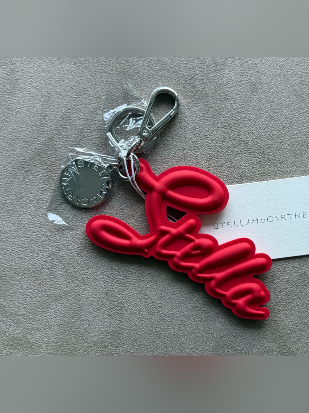Stella McCartney Red Script Logo Key & Card Holder